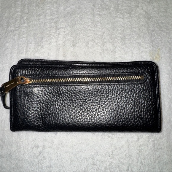 Cole Haan Black Textured Wallet with Gold Accents - Picture 2 of 3